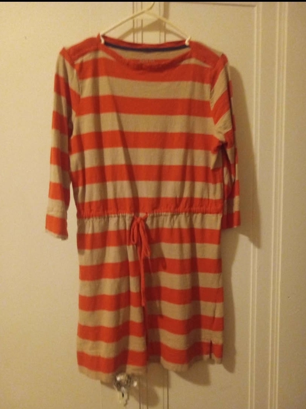 Merona Orange and Cream Striped Drawstring Waist Dress